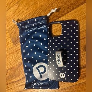 Loopy blue and white polka dot iPhone 12 case